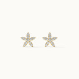 Floral Petite Diamond Earrings, 14K Solid Gold, 1/4 ct Lab Grown Diamond-7