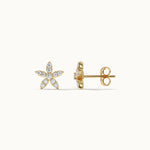 Floral Petite Diamond Earrings, 14K Gold Vermeil, 1/4 ct Lab Grown Diamond-8