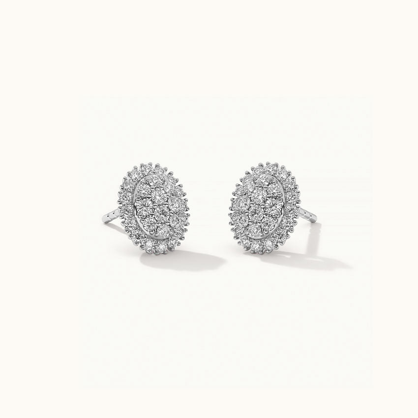 Classic Oval Cluster Diamond Earrings, Sterling Silver, 1/2 ct Lab Grown Diamond-3