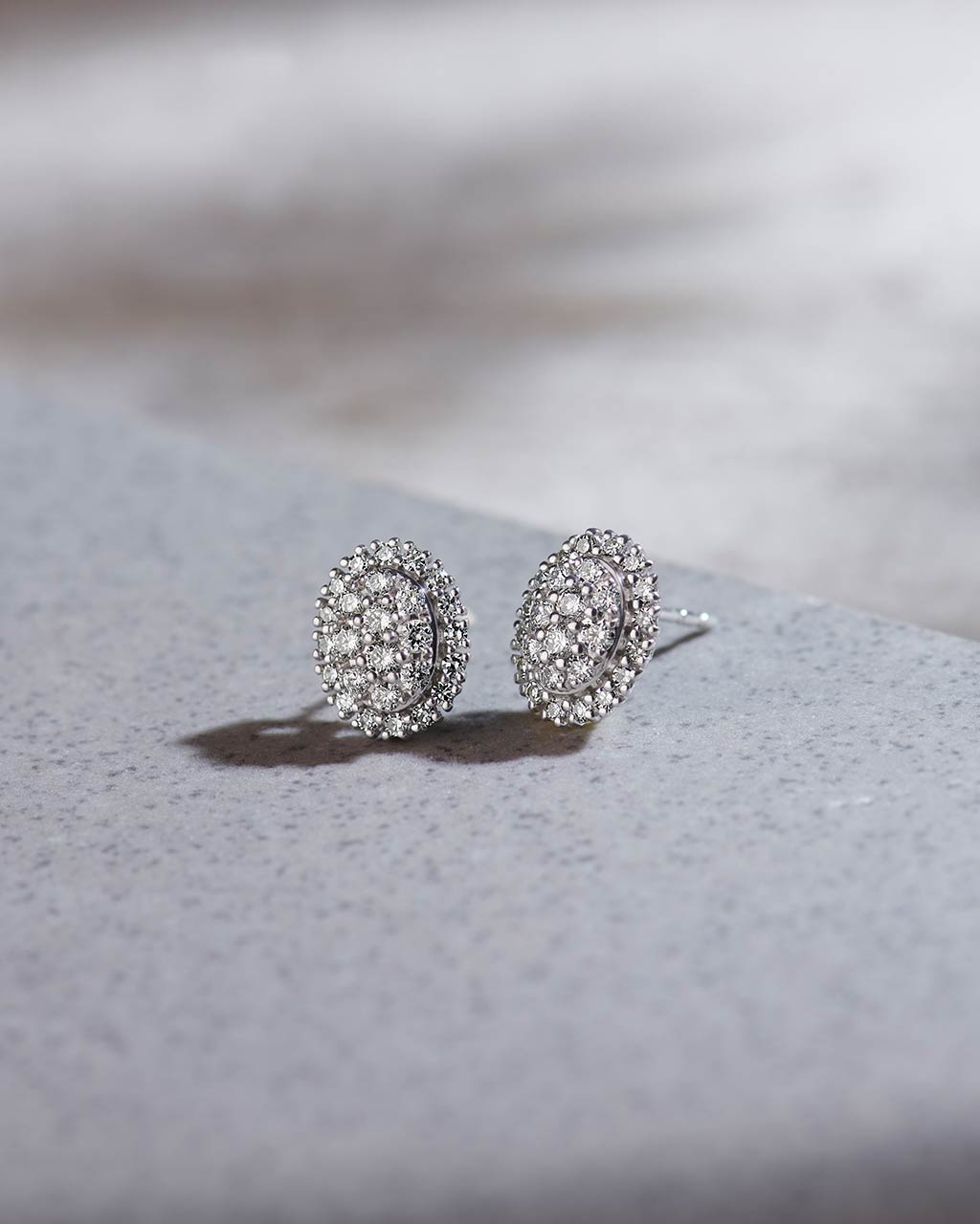 Classic Oval Cluster Diamond Earrings