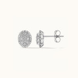 Classic Oval Cluster Diamond Earrings, Sterling Silver, 1/2 ct Lab Grown Diamond-7