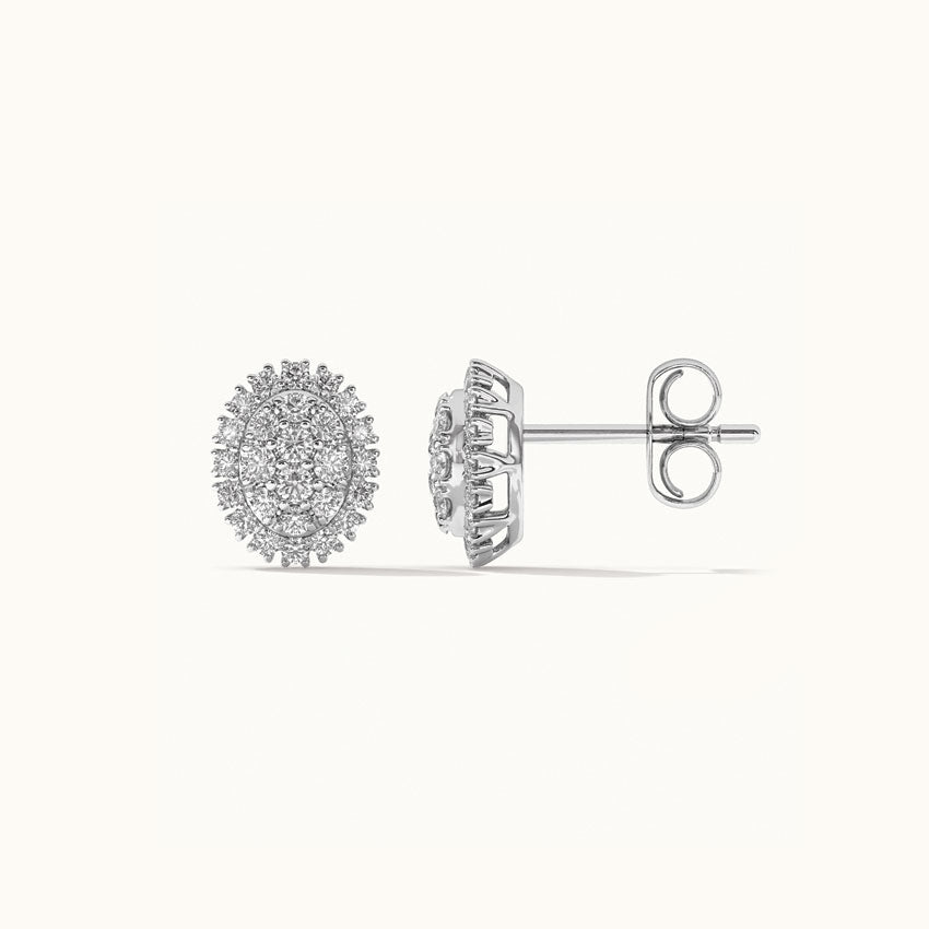 Classic Oval Cluster Diamond Earrings, Sterling Silver, 1/2 ct Lab Grown Diamond-7
