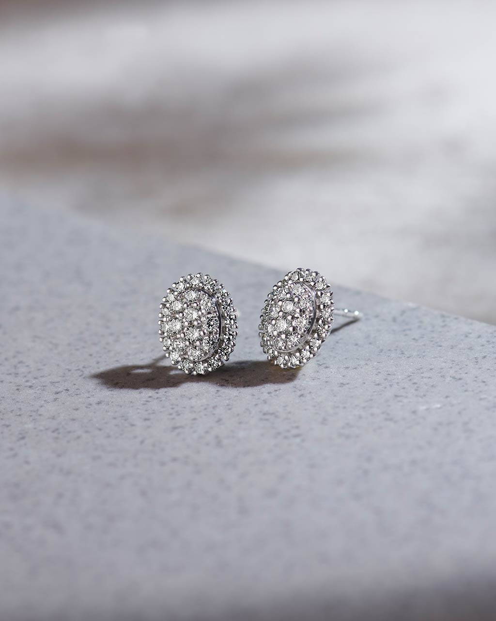 Classic Oval Cluster Diamond Earrings, Sterling Silver, 1/2 ct Lab Grown Diamond-6