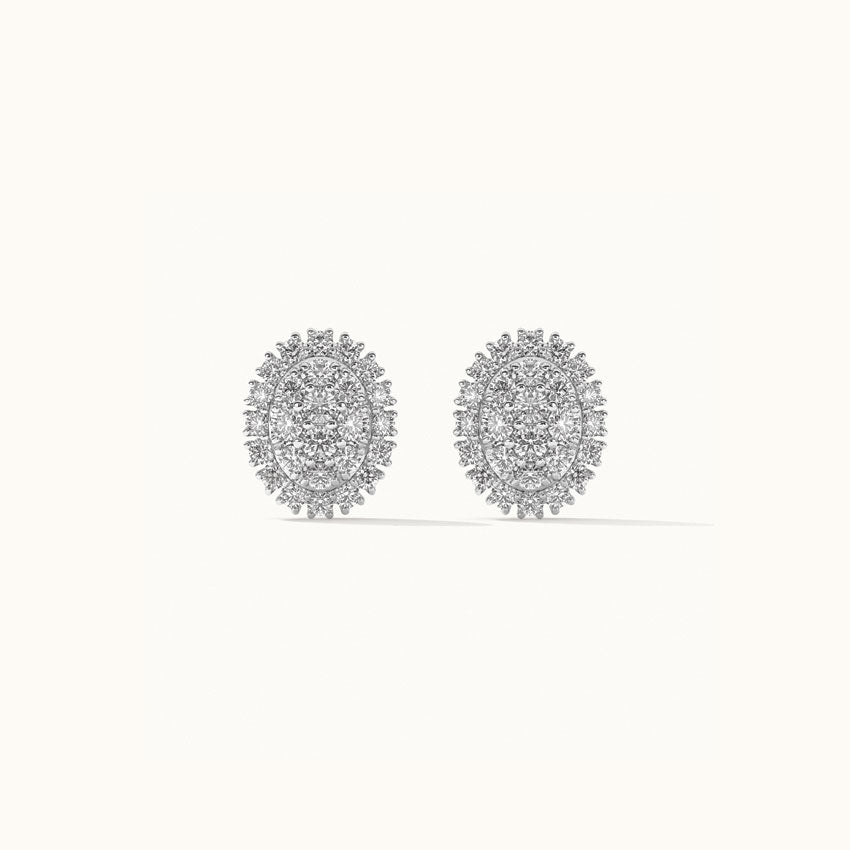 Classic Oval Cluster Diamond Earrings