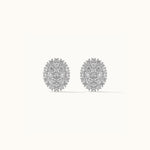 Classic Oval Cluster Diamond Earrings, Sterling Silver, 1/2 ct Lab Grown Diamond-8