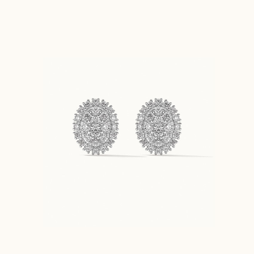 Classic Oval Cluster Diamond Earrings, Sterling Silver, 1/2 ct Lab Grown Diamond-8