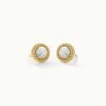Rope Round Opal Earrings, 14K Gold Vermeil-3