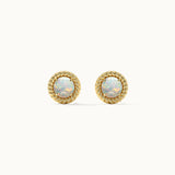 Rope Round Opal Earrings, 14K Gold Vermeil-6