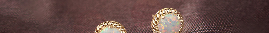 Rope Round Opal Earrings, 14K Gold Vermeil-1
