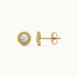 Rope Round Opal Earrings, 14K Gold Vermeil-7