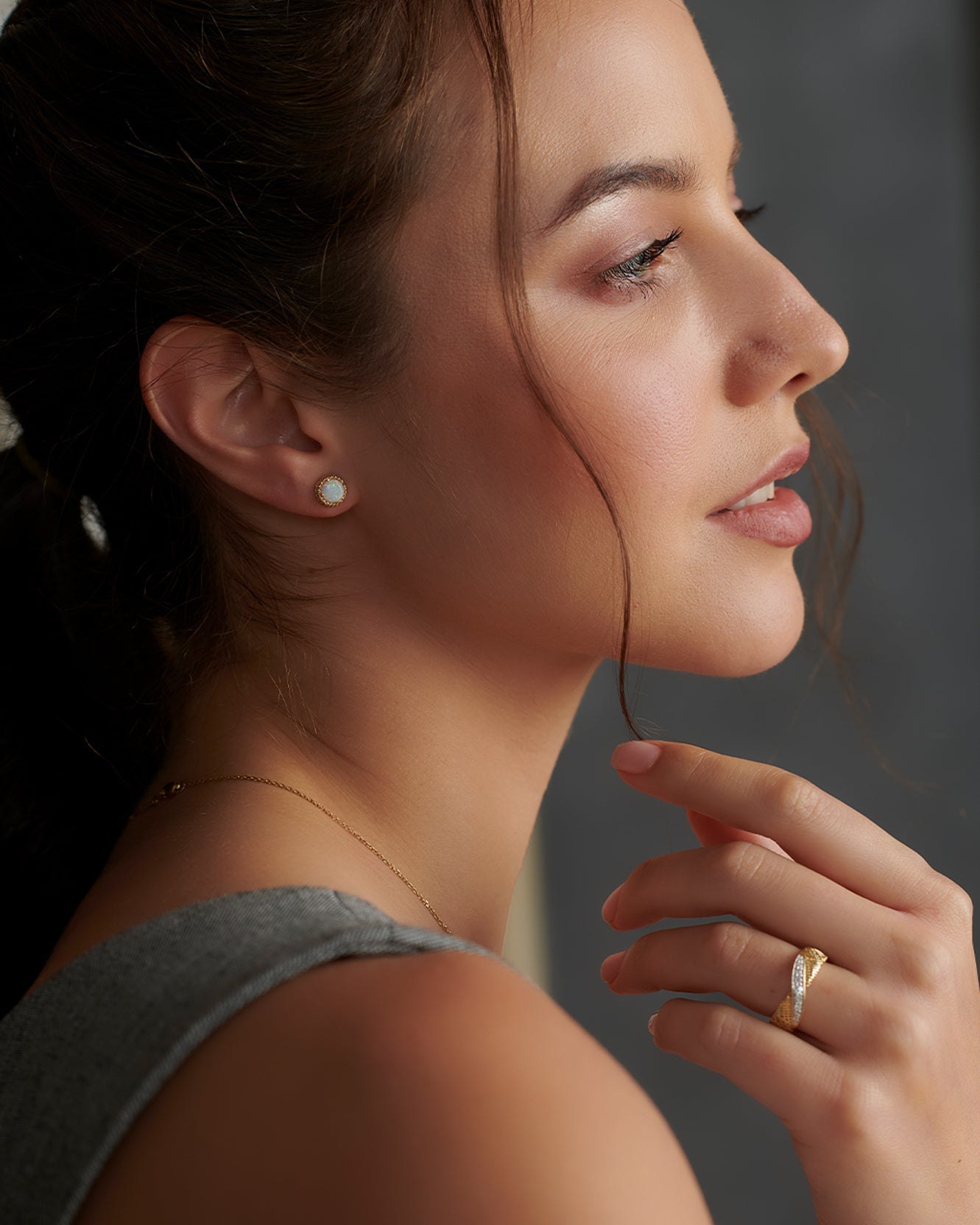 Rope Round Opal Earrings, 14K Gold Vermeil-4