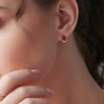 Pear Ruby & Diamond Earrings, 14K Gold Vermeil, 1/20 ct Lab Grown Diamond-2