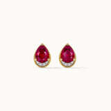 Pear Ruby & Diamond Earrings,14K Gold Vermeil,1/20ct Lab Grown Diamond-7