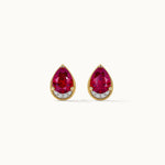 Pear Ruby & Diamond Earrings, 14K Gold Vermeil, 1/20 ct Lab Grown Diamond-7