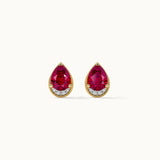 Pear Ruby & Diamond Earrings, 14K Gold Vermeil, 1/20 ct Lab Grown Diamond-7