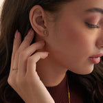 Petite Bar Diamond Earrings, 14K Gold Vermeil, 1/20 ct Lab Grown Diamond-2