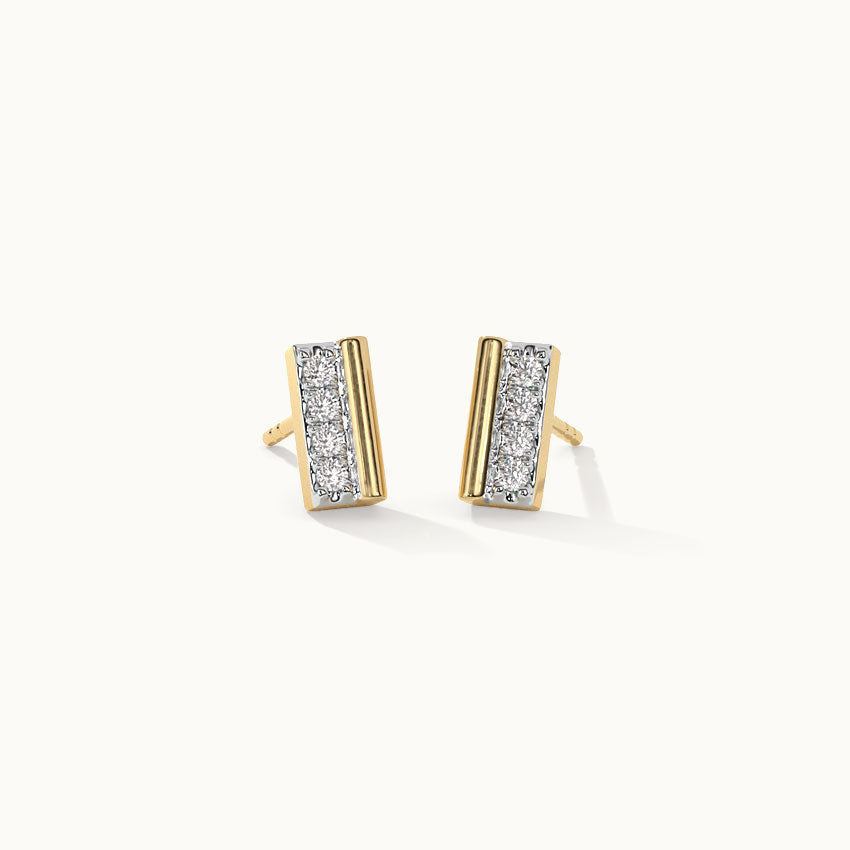 Petite Bar Diamond Earrings, 14K Gold Vermeil, 1/20 ct Lab Grown Diamond-3