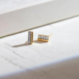 Petite Bar Diamond Earrings, 14K Gold Vermeil, 1/20 ct Lab Grown Diamond-6