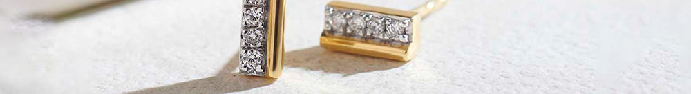 Petite Bar Diamond Earrings, 14K Gold Vermeil, 1/20 ct Lab Grown Diamond-1
