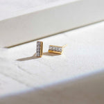 Petite Bar Diamond Earrings, 14K Gold Vermeil, 1/20 ct Lab Grown Diamond-1