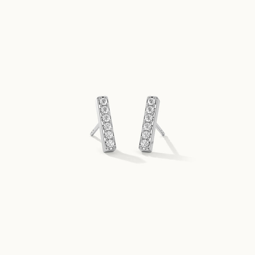Medium Bar Earrings, Sterling Silver, 1/10 ct Lab Grown Diamond-3