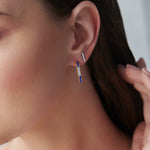 Medium Bar Earrings, Sterling Silver, 1/10 ct Lab Grown Diamond-2