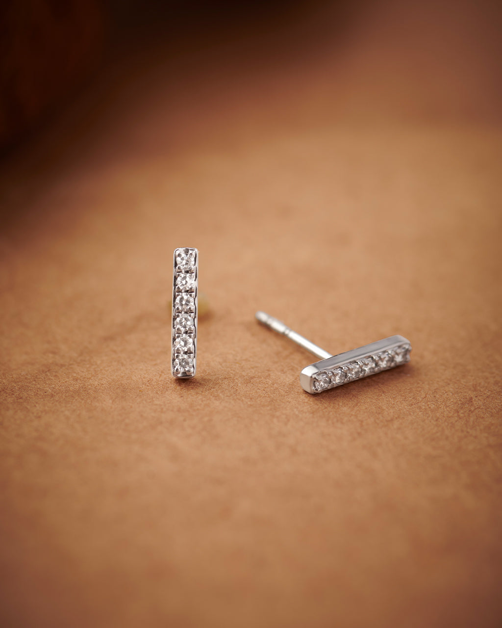 Medium Bar Earrings, Sterling Silver, 1/10 ct Lab Grown Diamond-5