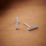 Medium Bar Earrings, Sterling Silver, 1/10 ct Lab Grown Diamond-5