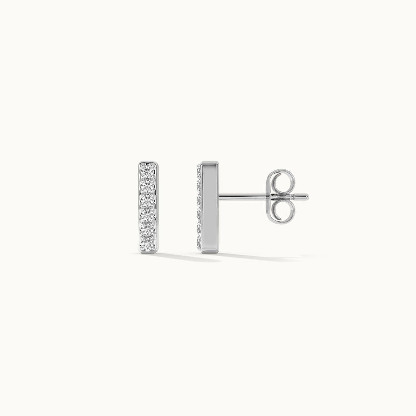 Medium Bar Earrings, Sterling Silver, 1/10 ct Lab Grown Diamond-7