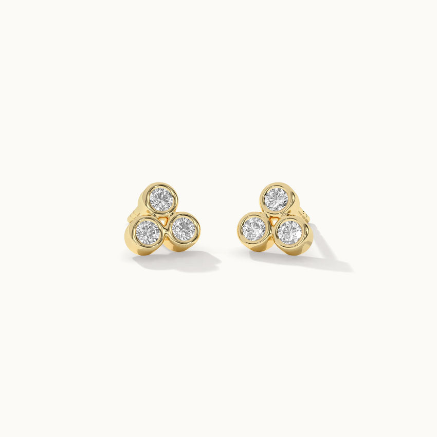 Triad Small Bezel Diamond Earrings
