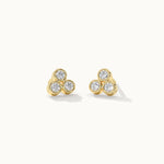 Triad Small Bezel Diamond Earrings, 14K Gold Vermeil, 1/8 ct Lab Grown Diamond-3