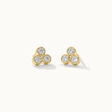 Triad Small Bezel Diamond Earrings, 14K Gold Vermeil, 1/8 ct Lab Grown Diamond-3