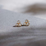 Triad Small Bezel Diamond Earrings, 14K Gold Vermeil, 1/8 ct Lab Grown Diamond-6