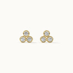 Triad Small Bezel Diamond Earrings, 14K Gold Vermeil, 1/8 ct Lab Grown Diamond-7