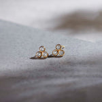 Triad Small Bezel Diamond Earrings, 14K Gold Vermeil, 1/8 ct Lab Grown Diamond-1