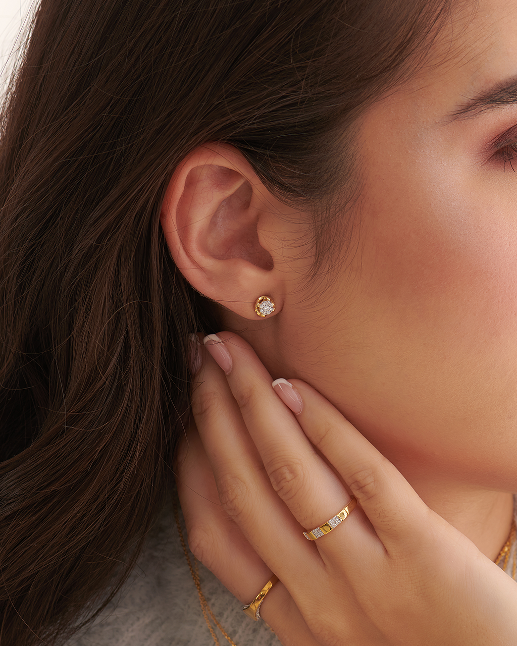 Tailored Round Diamond Earrings, 14K Gold Vermeil, 1/6 ct Lab Grown Diamond-4