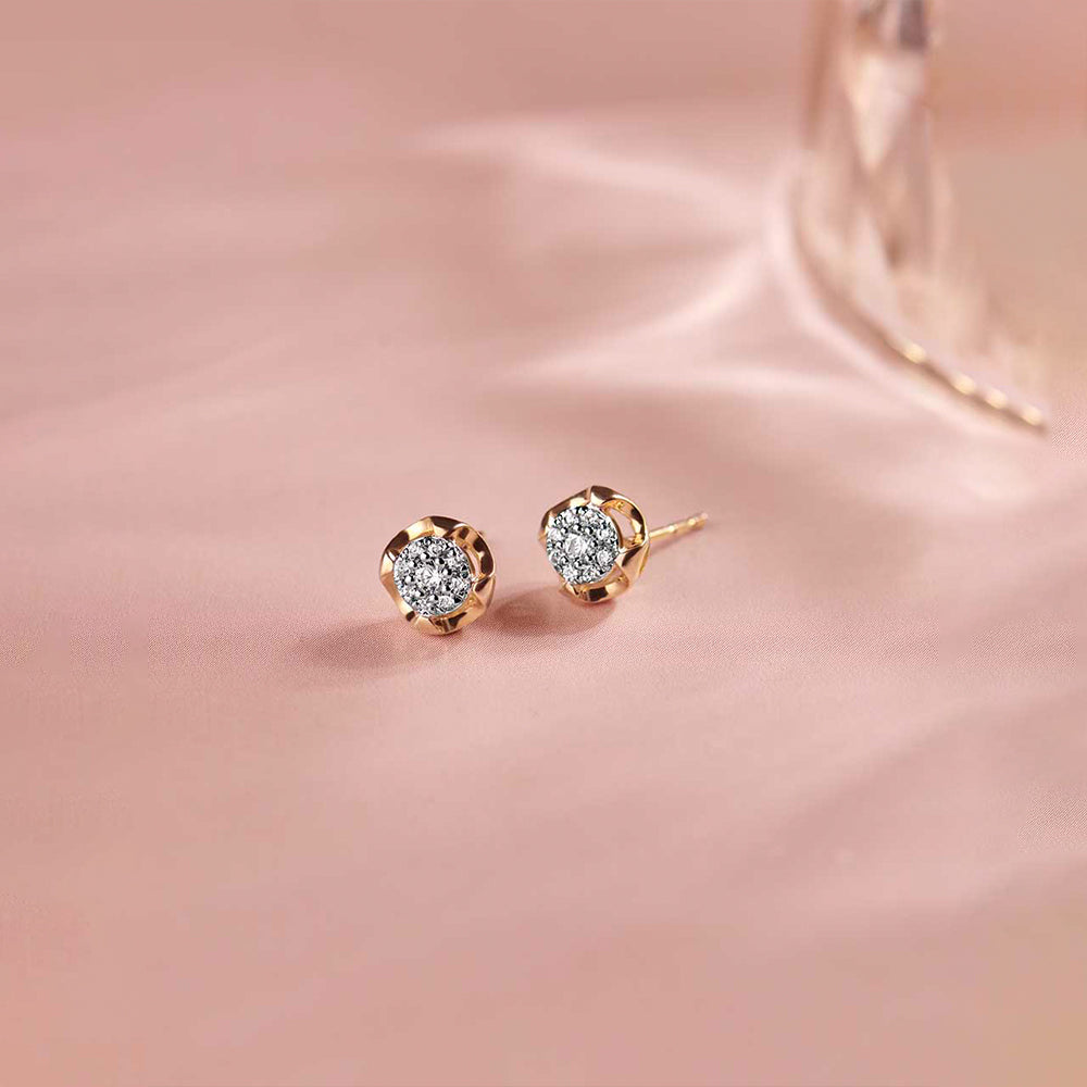 Tailored Round Diamond Earrings, 14K Gold Vermeil, 1/6 ct Lab Grown Diamond-1