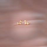 Petite Trio Small Diamond Earrings, 14K Gold Vermeil, 1/10 ct Lab Grown Diamond-1