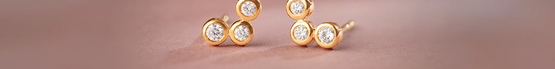 Petite Trio Small Diamond Earrings, 14K Solid Gold, 1/10 ct Lab Grown Diamond-1