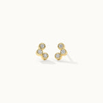 Petite Trio Small Diamond Earrings, 14K Gold Vermeil, 1/10 ct Lab Grown Diamond-2