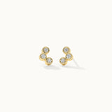 Petite Trio Small Diamond Earrings, 14K Gold Vermeil, 1/10 ct Lab Grown Diamond-2