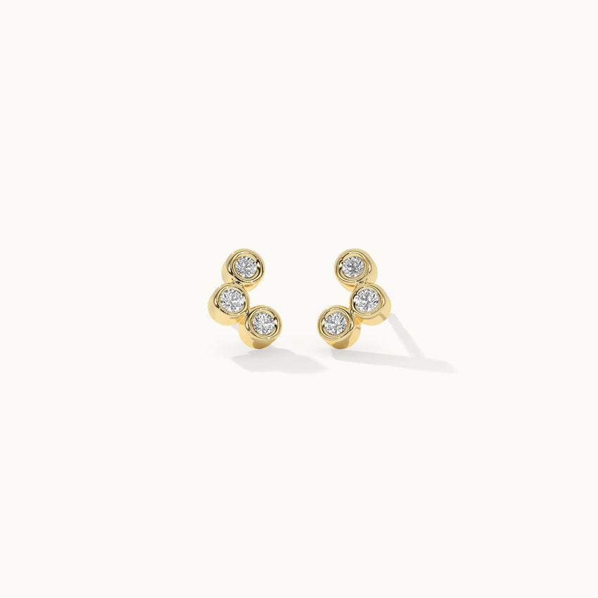 Petite Trio Small Diamond Earrings, 14K Gold Vermeil, 1/10 ct Lab Grown Diamond-2