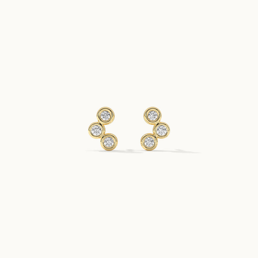 Petite Trio Small Diamond Earrings, 14K Gold Vermeil, 1/10 ct Lab Grown Diamond-8