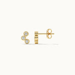 Petite Trio Small Diamond Earrings, 14K Gold Vermeil, 1/10 ct Lab Grown Diamond-4