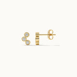 Petite Trio Small Diamond Earrings, 14K Gold Vermeil, 1/10 ct Lab Grown Diamond-4