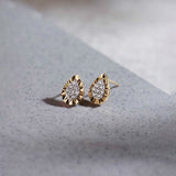 Classic Pear Diamond Earrings, 14K Solid Gold, 1/6 ct Lab Grown Diamond-1