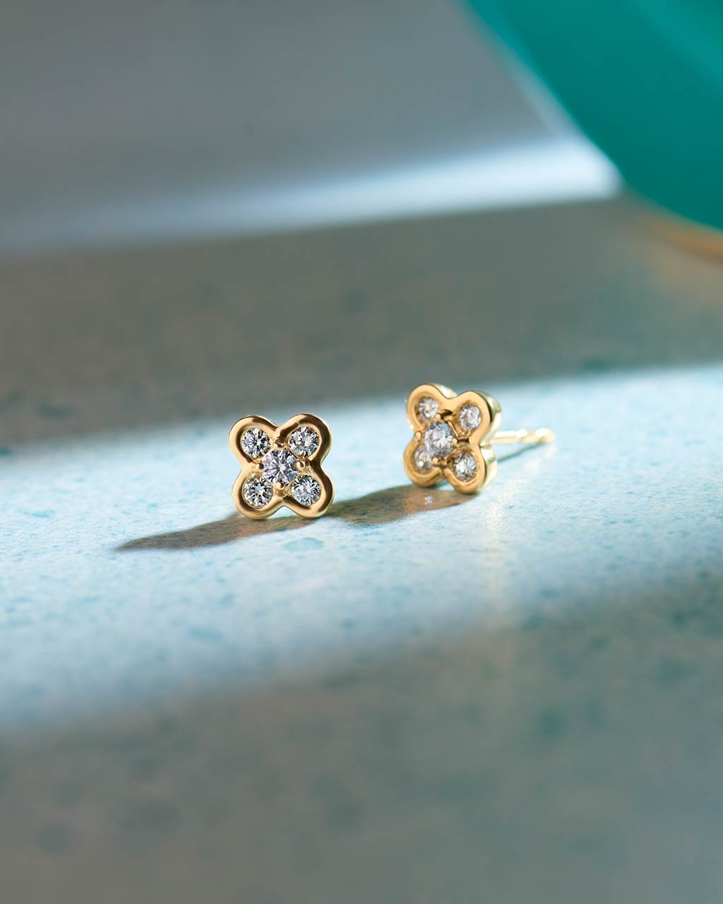 Petite Clover Diamond Earrings, 14K Gold Vermeil, 1/5 ct Lab Grown Diamond-6