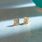 Petite Clover Diamond Earrings, 14K Gold Vermeil, 1/5 ct Lab Grown Diamond-6