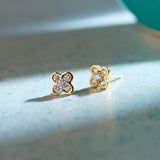 Petite Clover Diamond Earrings, 14K Gold Vermeil, 1/5 ct Lab Grown Diamond-6