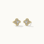Petite Clover Diamond Earrings, 14K Gold Vermeil, 1/5 ct Lab Grown Diamond-3